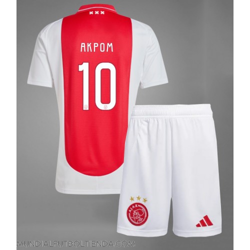 Camiseta Ajax Chuba Akpom #10 Primera Equipación Replica 2024-25 para niños mangas cortas (+ Pantalones cortos)